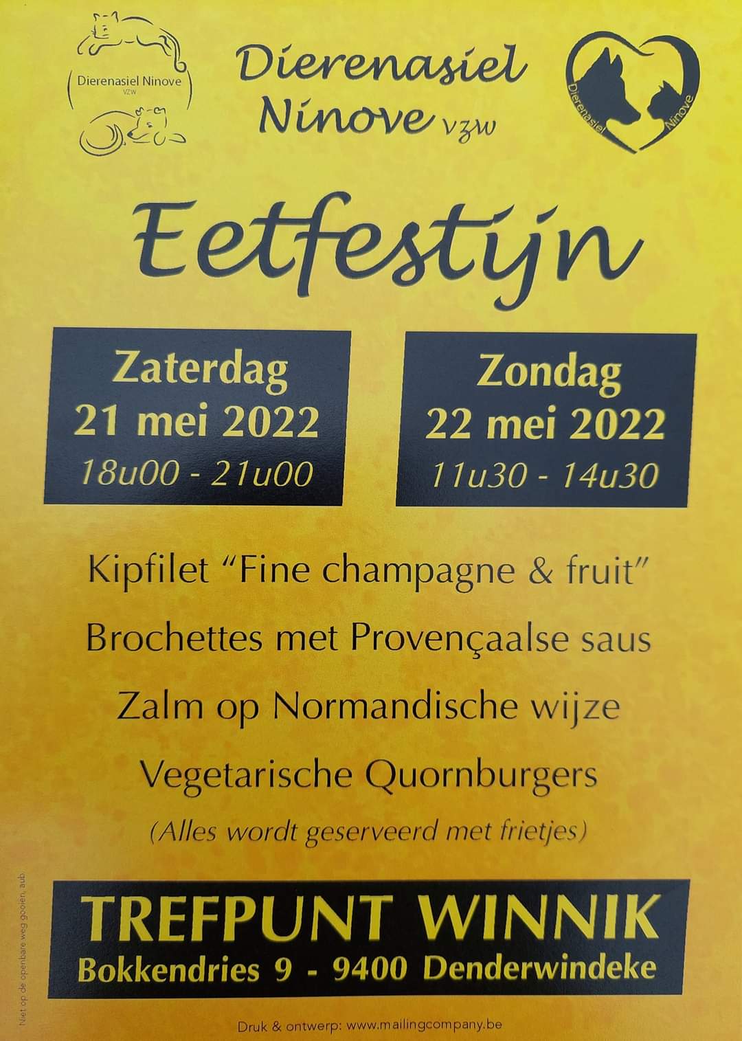 Tweedaags eetfestijn vzw Dierenasiel Ninove