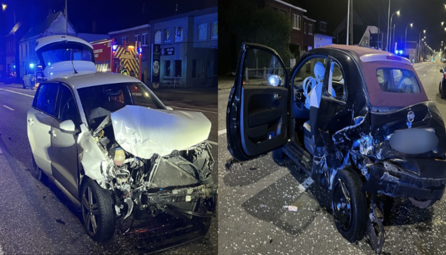 Vijf gewonden bij botsing tussen twee auto’s op Brusselsesteenweg